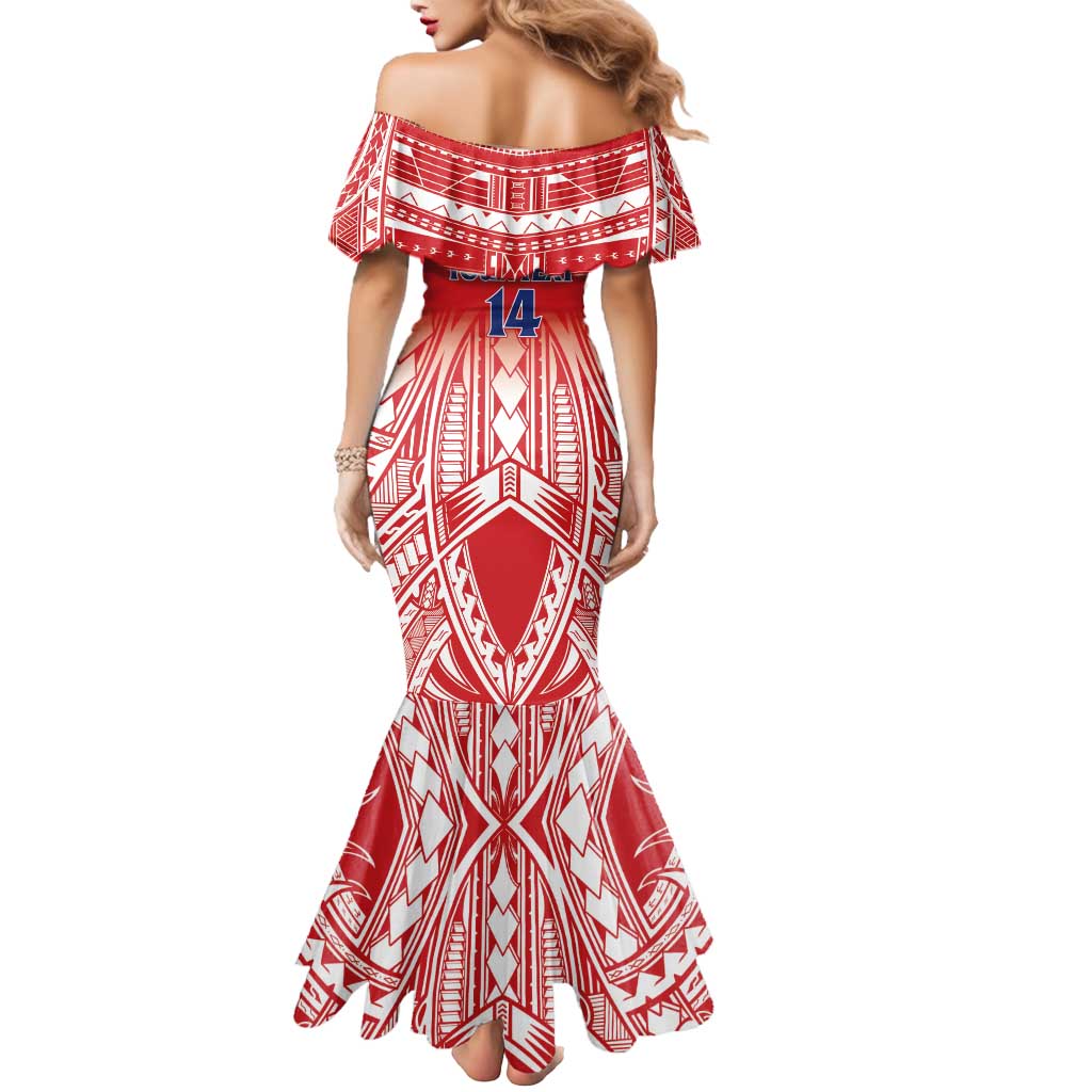 Toa Samoa Rugby Custom Mermaid Dress Samoa mo Samoa Polynesian Pacific Red - Polynesian Pride