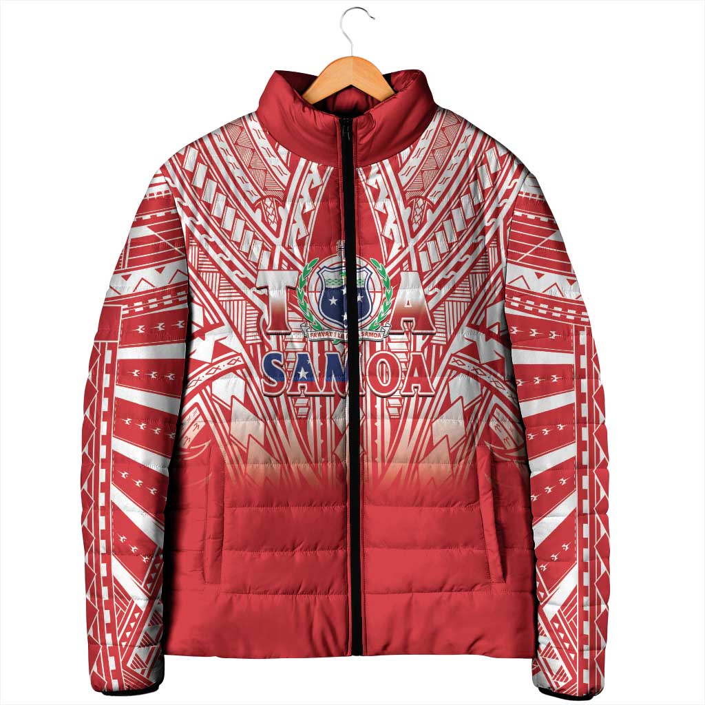 Toa Samoa Rugby Custom Padded Jacket Samoa mo Samoa Polynesian Pacific Red - Polynesian Pride