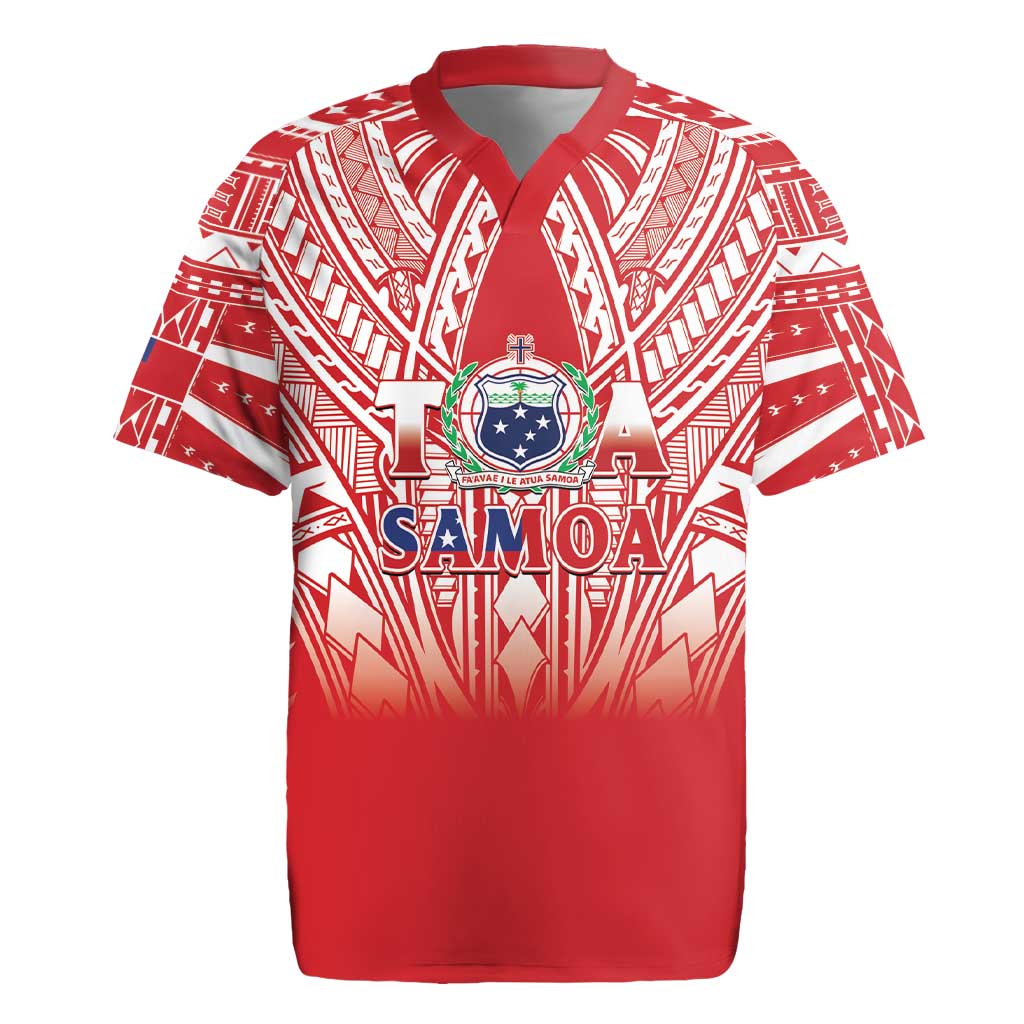 Toa Samoa Rugby Custom Rugby Jersey Samoa mo Samoa Polynesian Pacific Red - Polynesian Pride