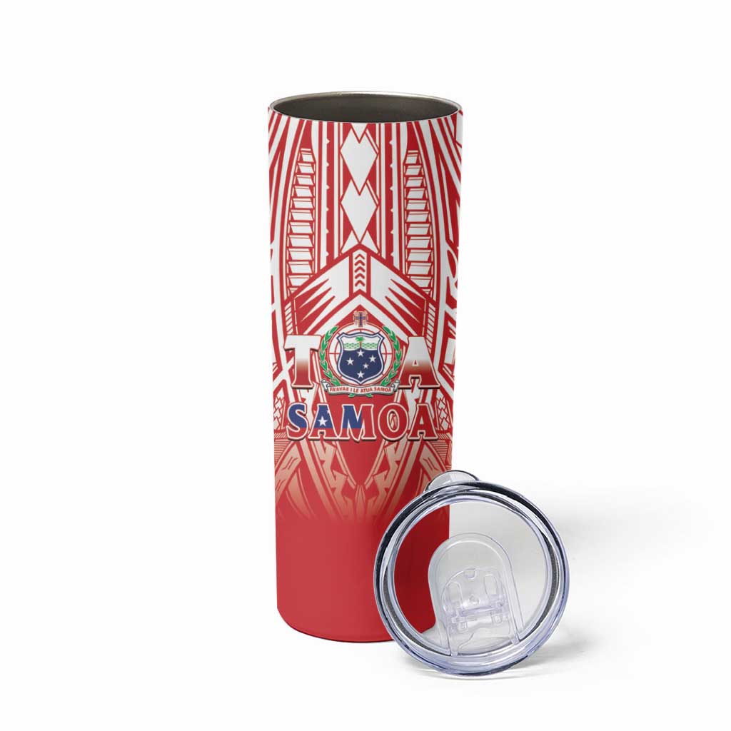 Toa Samoa Rugby Custom Skinny Tumbler Samoa mo Samoa Polynesian Pacific Red - Polynesian Pride