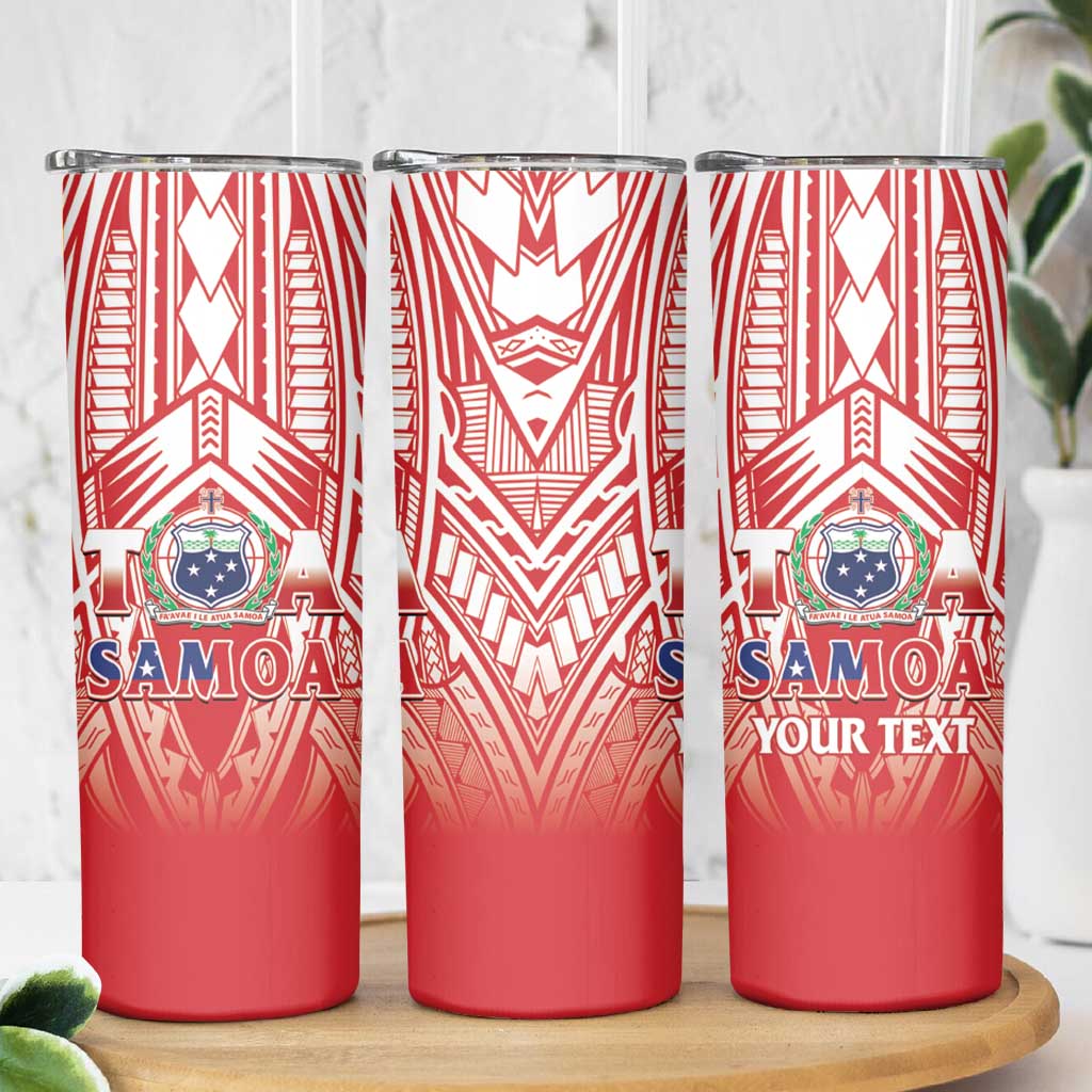 Toa Samoa Rugby Custom Skinny Tumbler Samoa mo Samoa Polynesian Pacific Red - Polynesian Pride