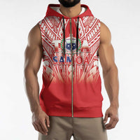Toa Samoa Rugby Custom Sleeveless Zip Hoodie Samoa mo Samoa Polynesian Pacific Red - Polynesian Pride
