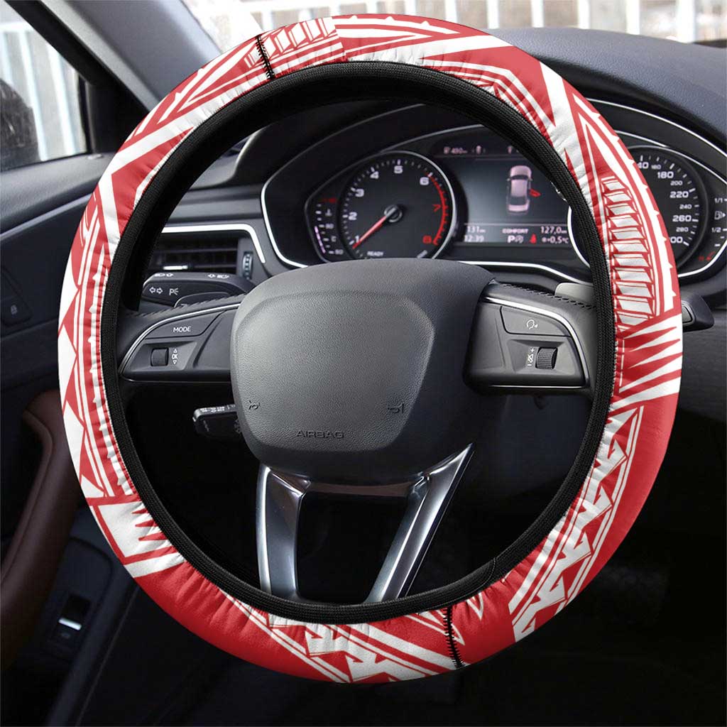 Toa Samoa Rugby Steering Wheel Cover Samoa mo Samoa Polynesian Pacific Red - Polynesian Pride
