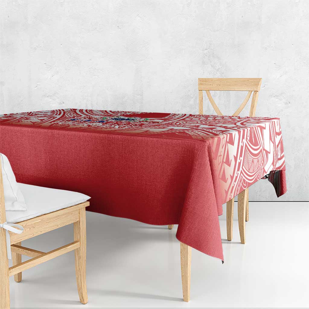 Toa Samoa Rugby Custom Tablecloth Samoa mo Samoa Polynesian Pacific Red - Polynesian Pride