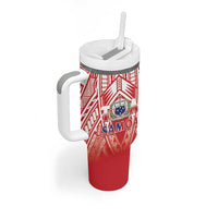 Toa Samoa Rugby Custom Tumbler With Handle Samoa mo Samoa Polynesian Pacific Red - Polynesian Pride