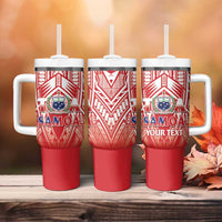 Toa Samoa Rugby Custom Tumbler With Handle Samoa mo Samoa Polynesian Pacific Red - Polynesian Pride