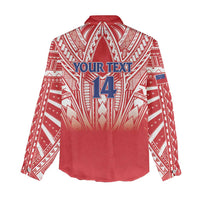 Toa Samoa Rugby Custom Women Casual Shirt Samoa mo Samoa Polynesian Pacific Red - Polynesian Pride