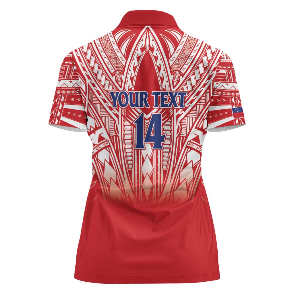 Toa Samoa Rugby Custom Women Polo Shirt Samoa mo Samoa Polynesian Pacific Red - Polynesian Pride