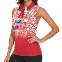 Toa Samoa Rugby Custom Women Sleeveless Polo Shirt Samoa mo Samoa Polynesian Pacific Red - Polynesian Pride