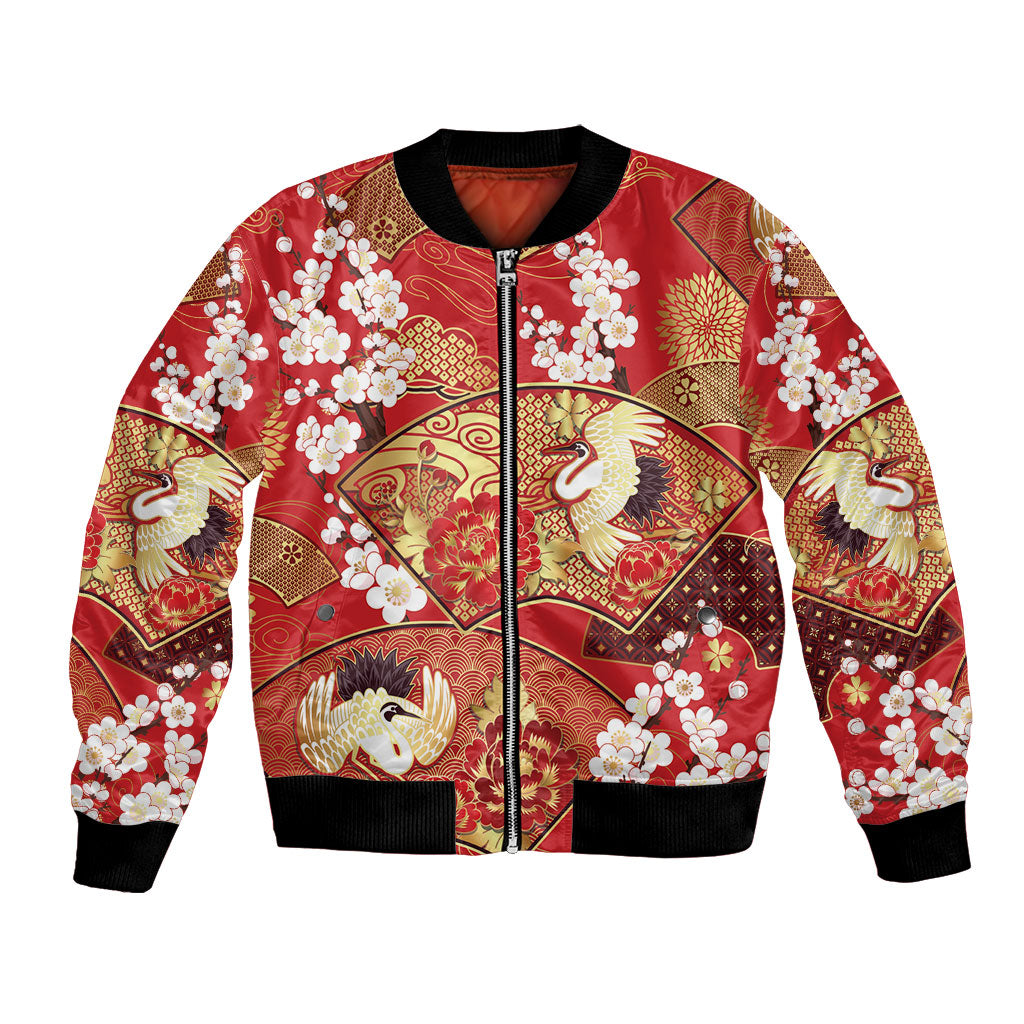 Chrysanthemum Sakura Cranes Japanese Culture Bomber Jacket