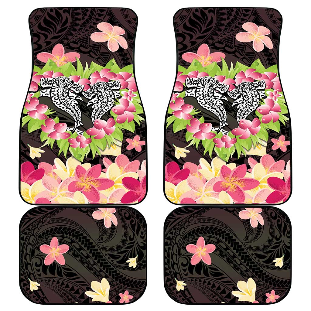 Polynesia Valentine's Day Car Mats Hammerhead Shark Plumeria With Polynesian Pattern