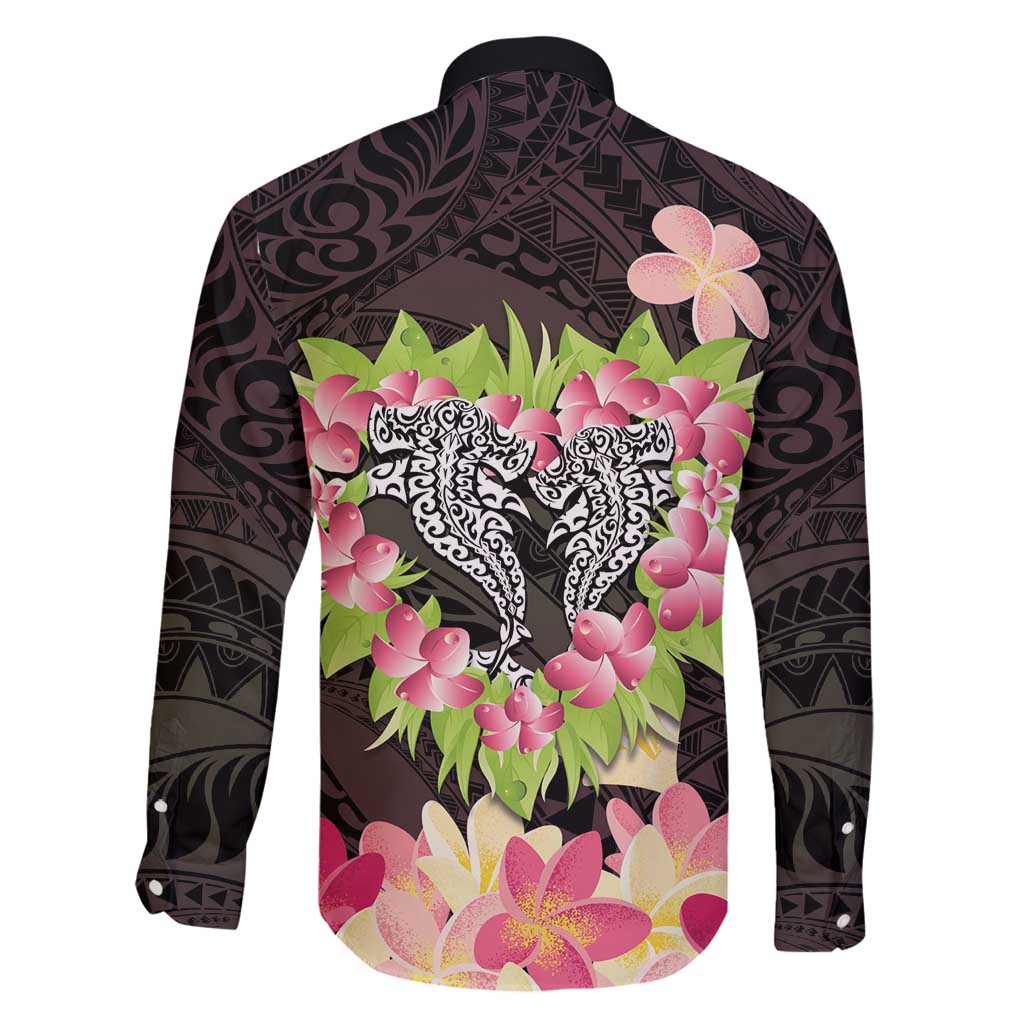 Polynesia Valentine's Day Family Matching Puletasi and Hawaiian Shirt Hammerhead Shark Plumeria With Polynesian Pattern