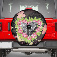 Polynesia Valentine's Day Spare Tire Cover Hammerhead Shark Plumeria With Polynesian Pattern