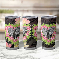 Polynesia Valentine's Day Tumbler Cup Hammerhead Shark Plumeria With Polynesian Pattern