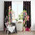 Polynesia Valentine's Day Window Curtain Hammerhead Shark Plumeria With Polynesian Pattern