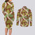 Brown Hawaii Plumeria Lei With Tropical Leaves Couples Matching Long Sleeve Bodycon Dress and Long Sleeve Button Shirt