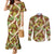 Brown Hawaii Plumeria Lei With Tropical Leaves Couples Matching Mermaid Dress and Long Sleeve Button Shirt