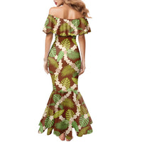 Brown Hawaii Plumeria Lei With Tropical Leaves Family Matching Mermaid Dress and Hawaiian Shirt LT14 - Polynesian Pride