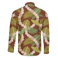 Brown Hawaii Plumeria Lei With Tropical Leaves Family Matching Puletasi and Hawaiian Shirt LT14 - Polynesian Pride