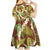 Brown Hawaii Plumeria Lei With Tropical Leaves Kid Short Sleeve Dress