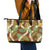 Brown Hawaii Plumeria Lei With Tropical Leaves Leather Tote Bag