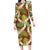 Brown Hawaii Plumeria Lei With Tropical Leaves Long Sleeve Bodycon Dress