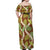 Brown Hawaii Plumeria Lei With Tropical Leaves Off Shoulder Maxi Dress