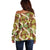 Brown Hawaii Plumeria Lei With Tropical Leaves Off Shoulder Sweater