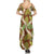 Brown Hawaii Plumeria Lei With Tropical Leaves Summer Maxi Dress