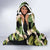 Black Hawaii Plumeria Lei With Tropical Leaves Hooded Blanket