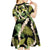 Black Hawaii Plumeria Lei With Tropical Leaves Kid Short Sleeve Dress