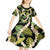 Black Hawaii Plumeria Lei With Tropical Leaves Kid Short Sleeve Dress