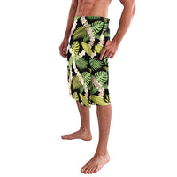 Black Hawaii Plumeria Lei With Tropical Leaves Lavalava