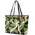 Black Hawaii Plumeria Lei With Tropical Leaves Leather Tote Bag