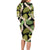 Black Hawaii Plumeria Lei With Tropical Leaves Long Sleeve Bodycon Dress