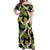 Black Hawaii Plumeria Lei With Tropical Leaves Off Shoulder Maxi Dress