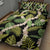 Black Hawaii Plumeria Lei With Tropical Leaves Quilt Bed Set