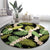 Black Hawaii Plumeria Lei With Tropical Leaves Round Carpet