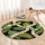 Black Hawaii Plumeria Lei With Tropical Leaves Round Carpet