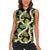 Black Hawaii Plumeria Lei With Tropical Leaves Women Sleeveless Polo Shirt