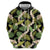 Black Hawaii Plumeria Lei With Tropical Leaves Zip Hoodie