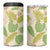 Beige Hawaii Plumeria Lei With Tropical Leaves 4 in 1 Can Cooler Tumbler