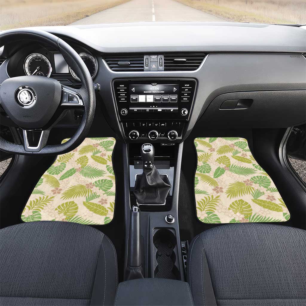 Beige Hawaii Plumeria Lei With Tropical Leaves Car Mats