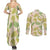 Beige Hawaii Plumeria Lei With Tropical Leaves Couples Matching Summer Maxi Dress and Long Sleeve Button Shirt