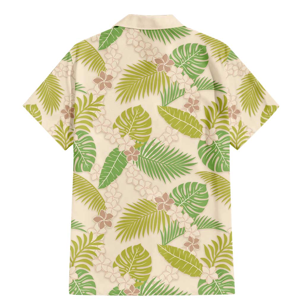 Beige Hawaii Plumeria Lei With Tropical Leaves Family Matching Mermaid Dress and Hawaiian Shirt
