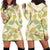 Beige Hawaii Plumeria Lei With Tropical Leaves Hoodie Dress