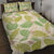 Beige Hawaii Plumeria Lei With Tropical Leaves Quilt Bed Set