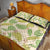 Beige Hawaii Plumeria Lei With Tropical Leaves Quilt Bed Set