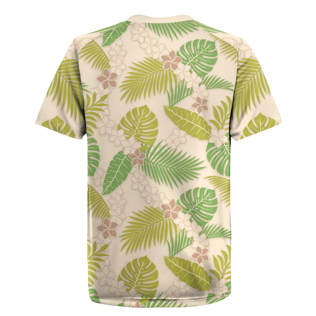 Beige Hawaii Plumeria Lei With Tropical Leaves Rugby Jersey