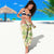 Beige Hawaii Plumeria Lei With Tropical Leaves Sarong